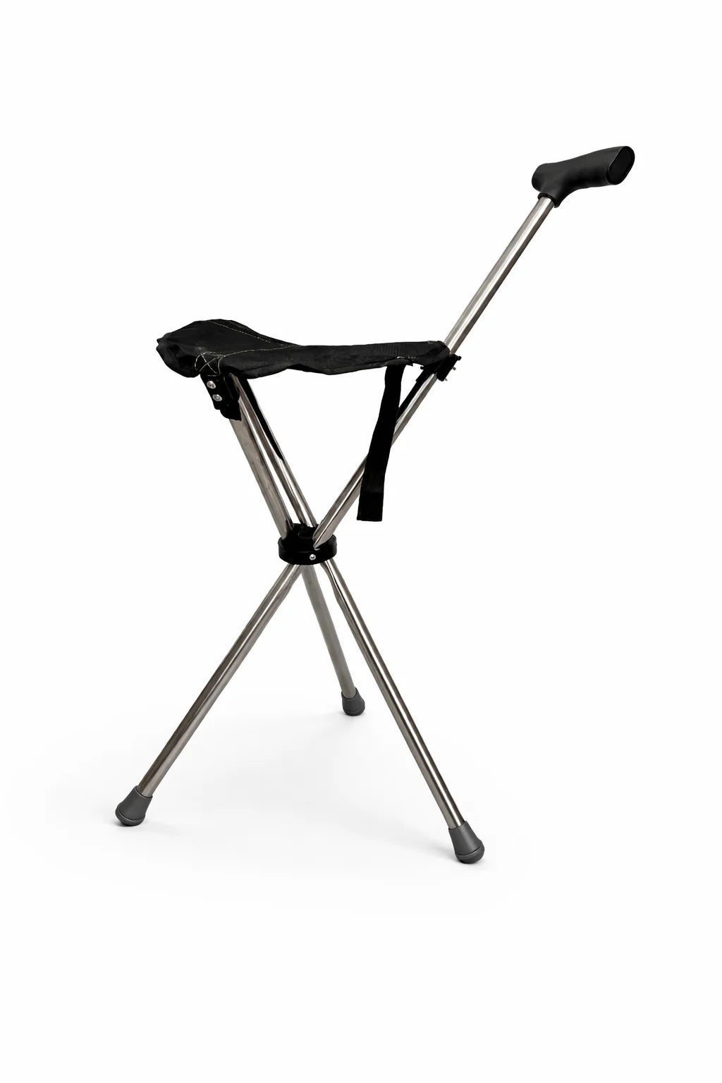 Walking Cane With Seat Foldable Stainless Steel Tripod Design