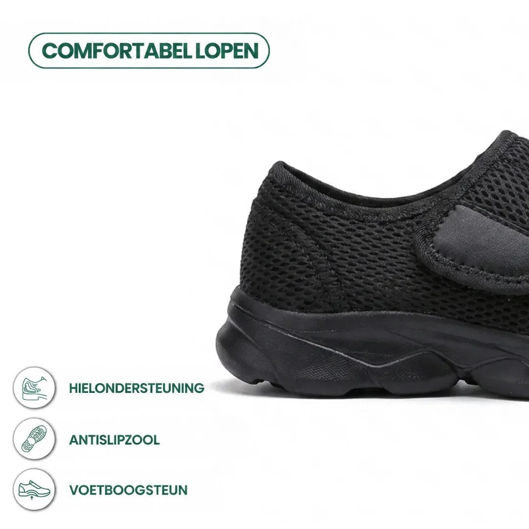 Walking Shoes Wide-Fit Breathable Mesh Hook-and-Loop Closure