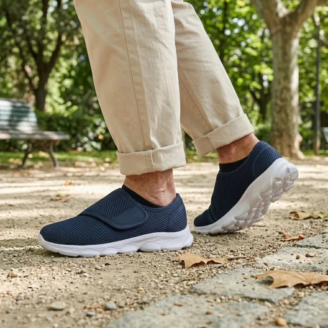 Walking Shoes Wide-Fit Breathable Mesh Hook-and-Loop Closure