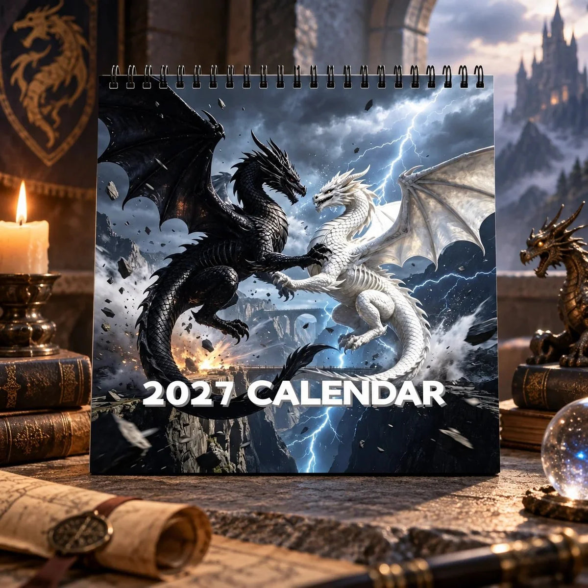 Wall Calendar Fantasy Dragon Artwork 2027 Edition Spiral-Bound