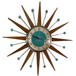 Wall Clock Mid-Century Sunburst Silent Battery-Powered