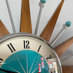 Wall Clock Mid-Century Sunburst Silent Battery-Powered