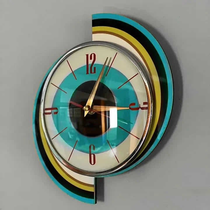 Wall Clock Mid-Century Sunburst Silent Battery-Powered