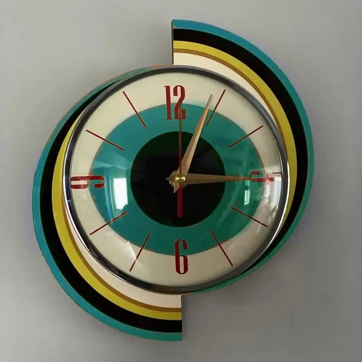 Wall Clock Mid-Century Sunburst Silent Battery-Powered Movement