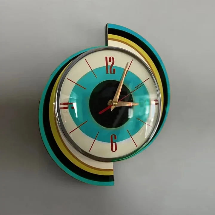 Wall Clock Mid-Century Sunburst Silent Battery-Powered Movement