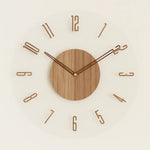 Wall Clock Natural Wood Silent Quartz Movement Easy-Read Dial