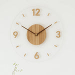 Wall Clock Natural Wood Silent Quartz Movement Easy-Read Dial