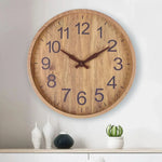 Wall Clock Silent Operation Natural Wood Finish 11.8-Inch