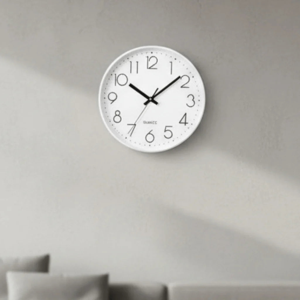 Wall Clock Silent Quartz Movement 12-Inch Easy-Read Dial