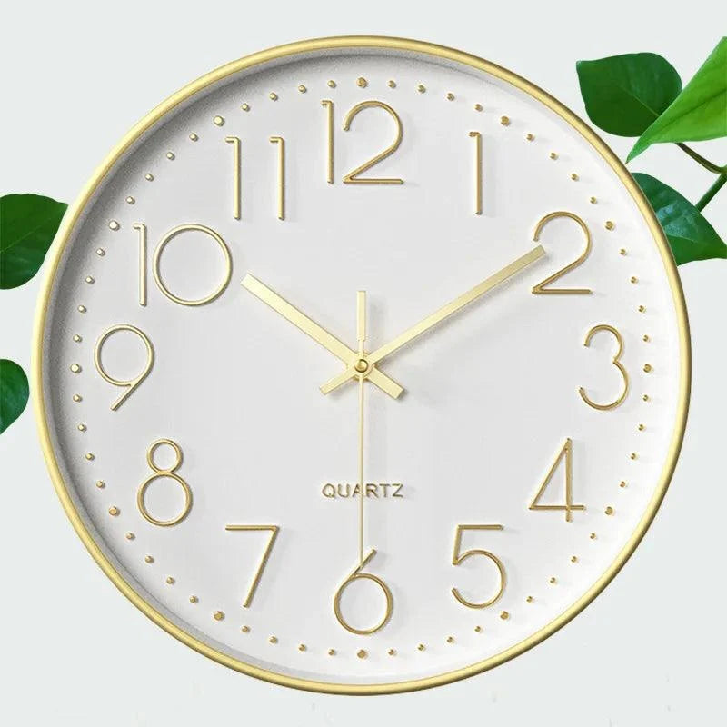 Wall Clock Silent Quartz Movement 12-Inch Easy-Read Dial