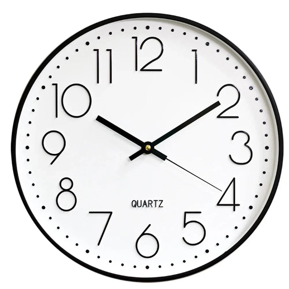 Wall Clock Silent Quartz Movement 12-Inch Easy-Read Dial