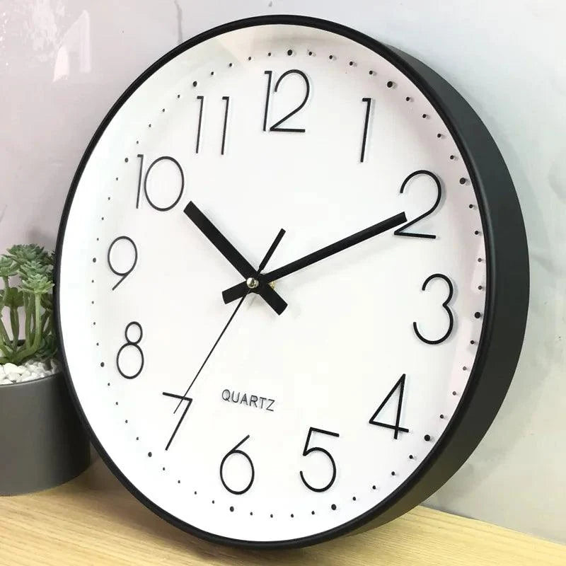 Wall Clock Silent Quartz Movement 12-Inch Easy-Read Dial