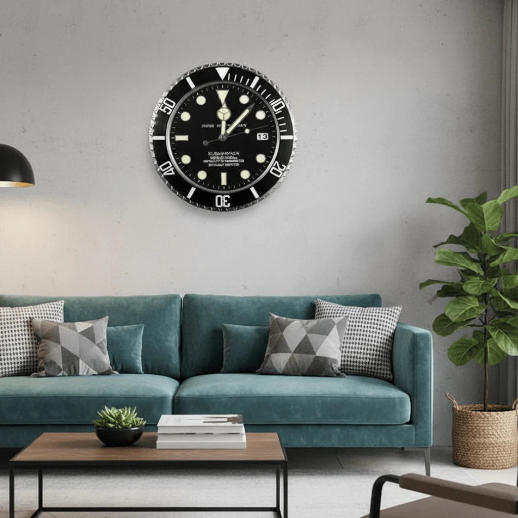Wall Clock Silent Stainless Steel Luminous Hands