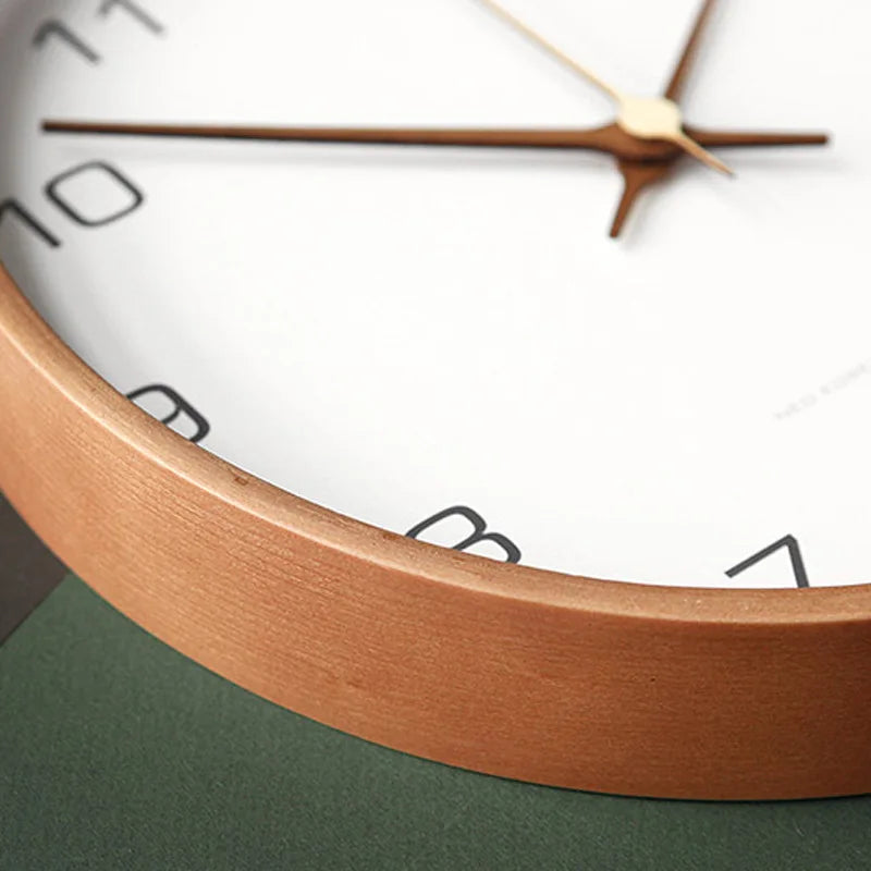 Wall Clock Solid Wood & Clear Glass Scandinavian Style