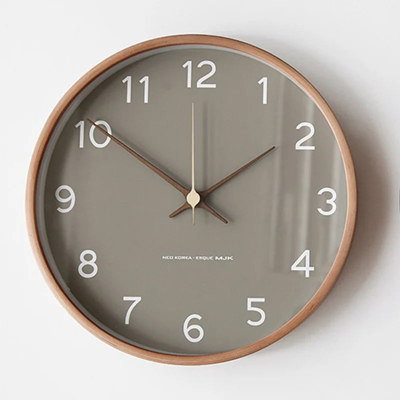 Wall Clock Solid Wood & Clear Glass Scandinavian Style