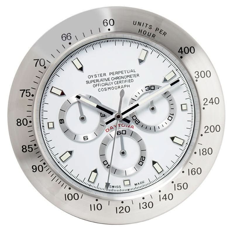 Wall Clock Stainless Steel Silent Quartz Luminous Hands