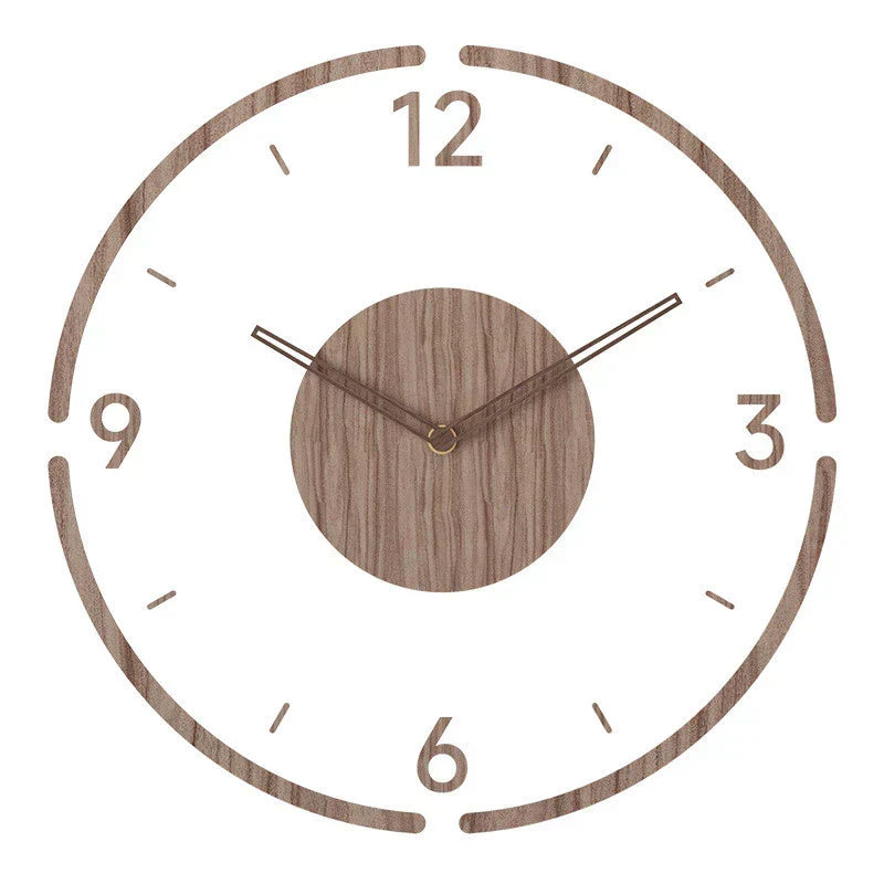 Wall Clock Wooden Silent Battery-Powered