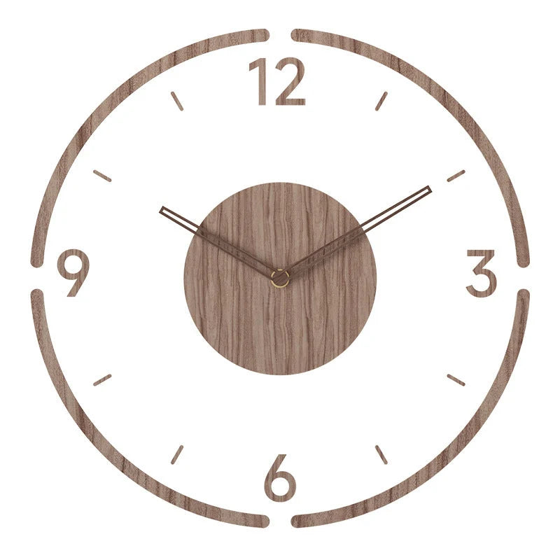 Wall Clock Wooden Silent Battery-Powered