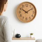 Wall Clock Wooden Silent Quartz Movement 11.8-Inch