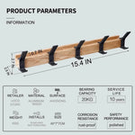 Wall Coat Rack Movable Double Hooks Rubber Wood & Aluminum