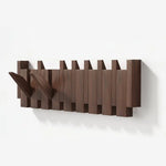 Wall Coat Rack Wooden Folding Hooks Space-Saving