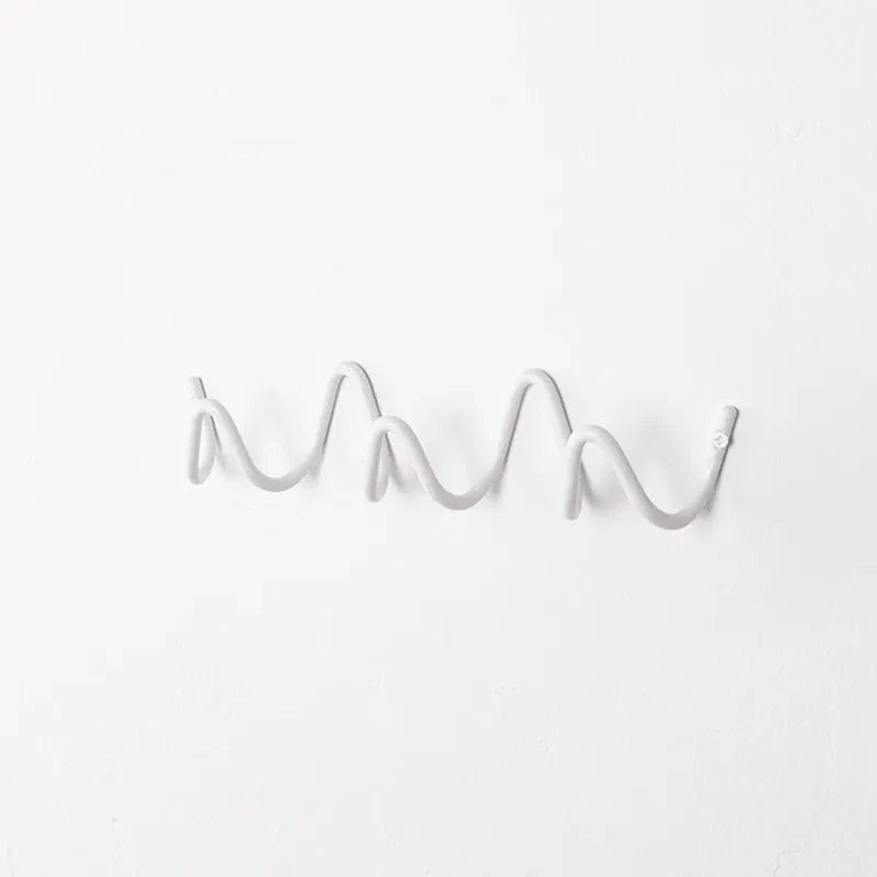Wall Coat Rack Wrought Iron Wavy Design Wall-Mounted