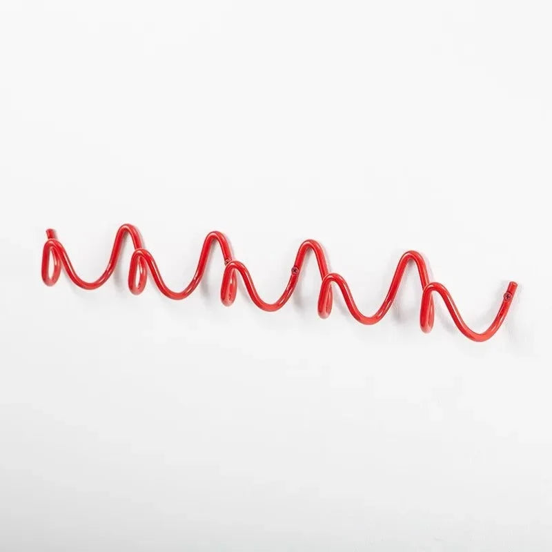 Wall Coat Rack Wrought Iron Wavy Design Wall-Mounted