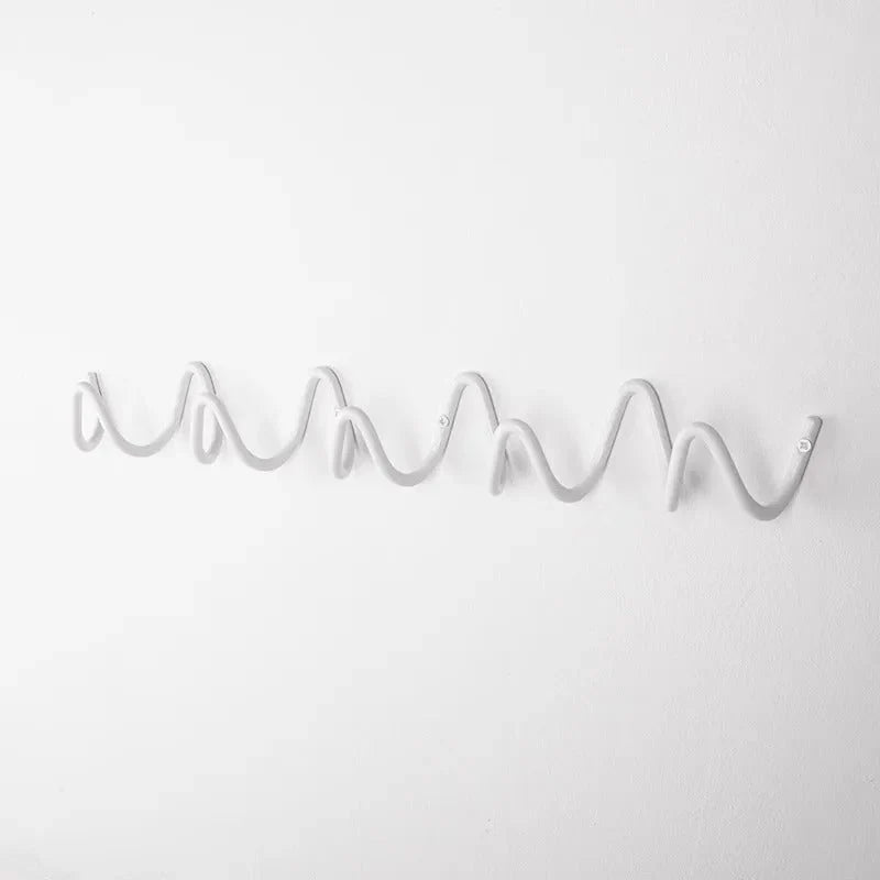 Wall Coat Rack Wrought Iron Wavy Design Wall-Mounted
