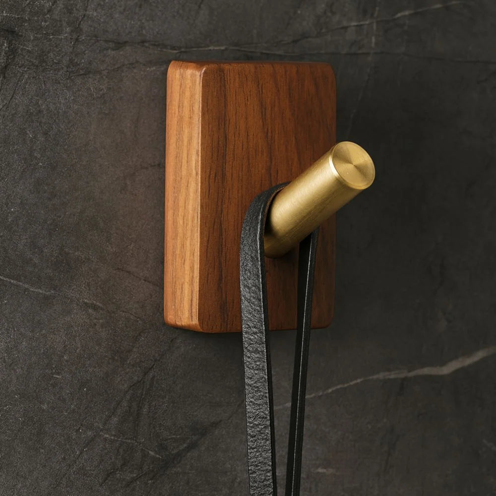 Wall Hook Organizer Wood Self-Adhesive Mounting