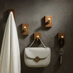 Wall Hook Organizer Wood Self-Adhesive No-Drill Mounting