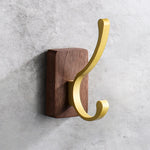 Wall Hook Organizer Wood Self-Adhesive No-Drill Mounting
