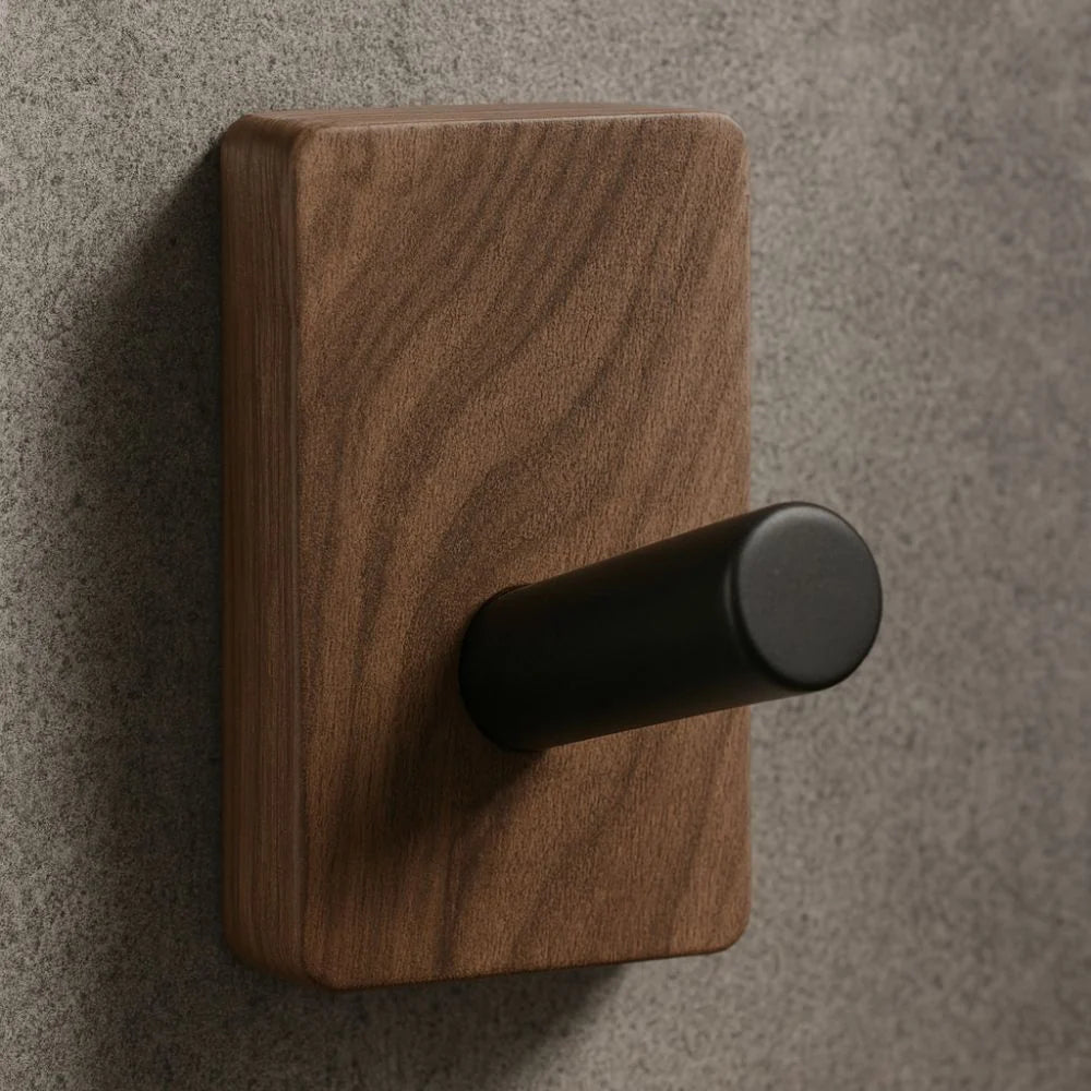 Wall Hook Organizer Wood Self-Adhesive No-Drill Mounting
