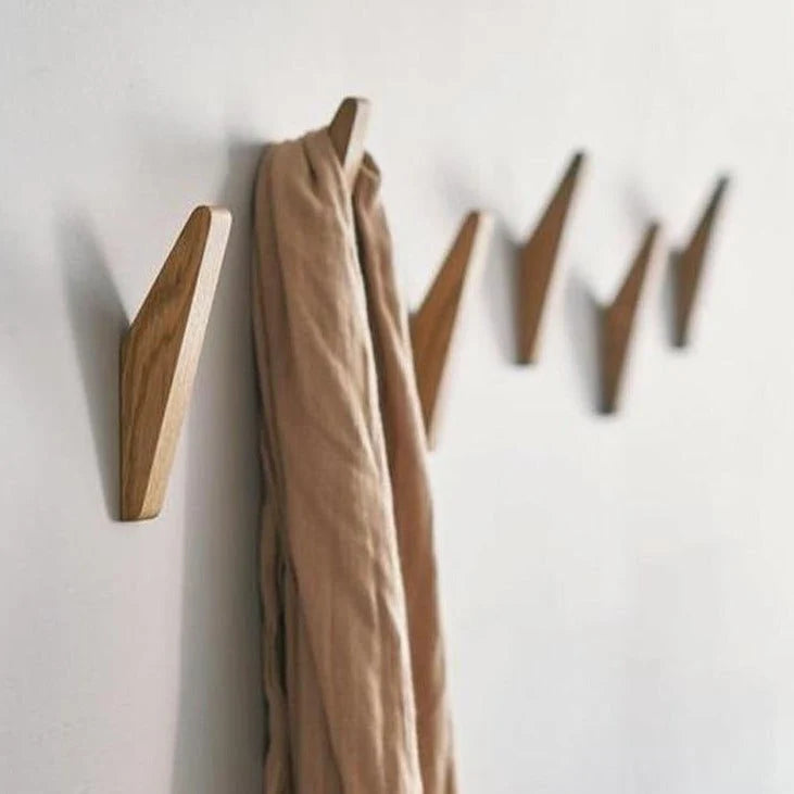 Wall Hook Set Solid Wood Two-Tone Design