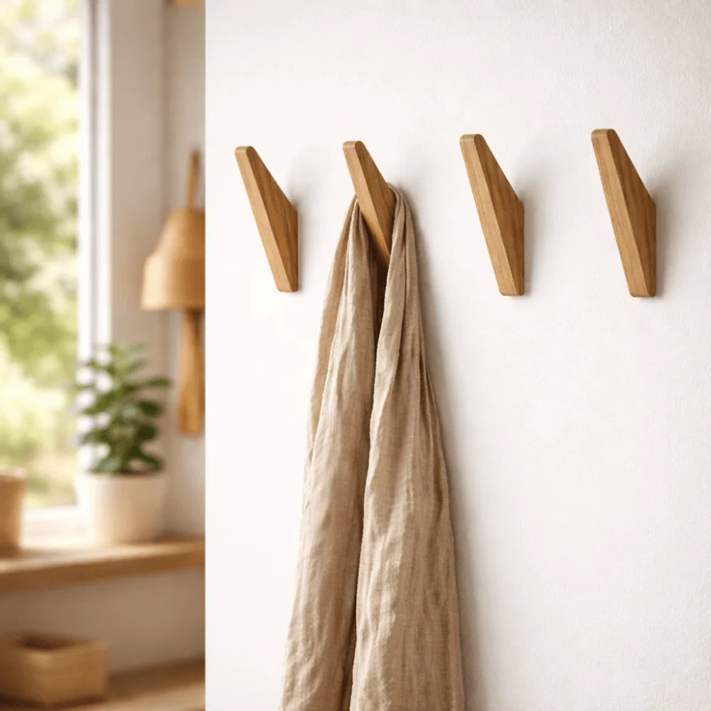Wall Hook Set Solid Wood Two-Tone Design