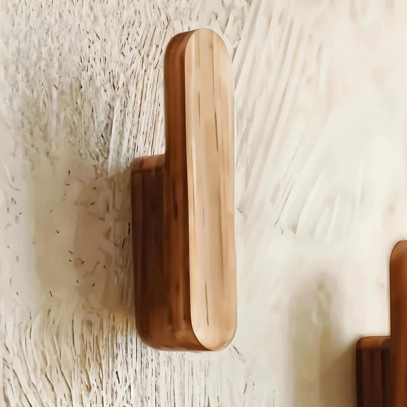 Wall Hook Set Wooden Space-Saving Set of 4