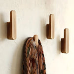 Wall Hook Set Wooden Space-Saving Set of 4