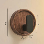 Wall Hook Solid Walnut Wood Self-Adhesive No-Drill Installation