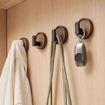 Wall Hook Solid Walnut Wood Self-Adhesive No-Drill Installation
