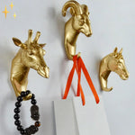 Wall Hooks Gold Metal Animal Design Decorative Storage Hooks
