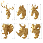 Wall Hooks Gold Metal Animal Design Decorative Storage Hooks