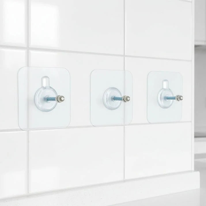 Wall Hooks Transparent Self-Adhesive Residue-Free Set of 10