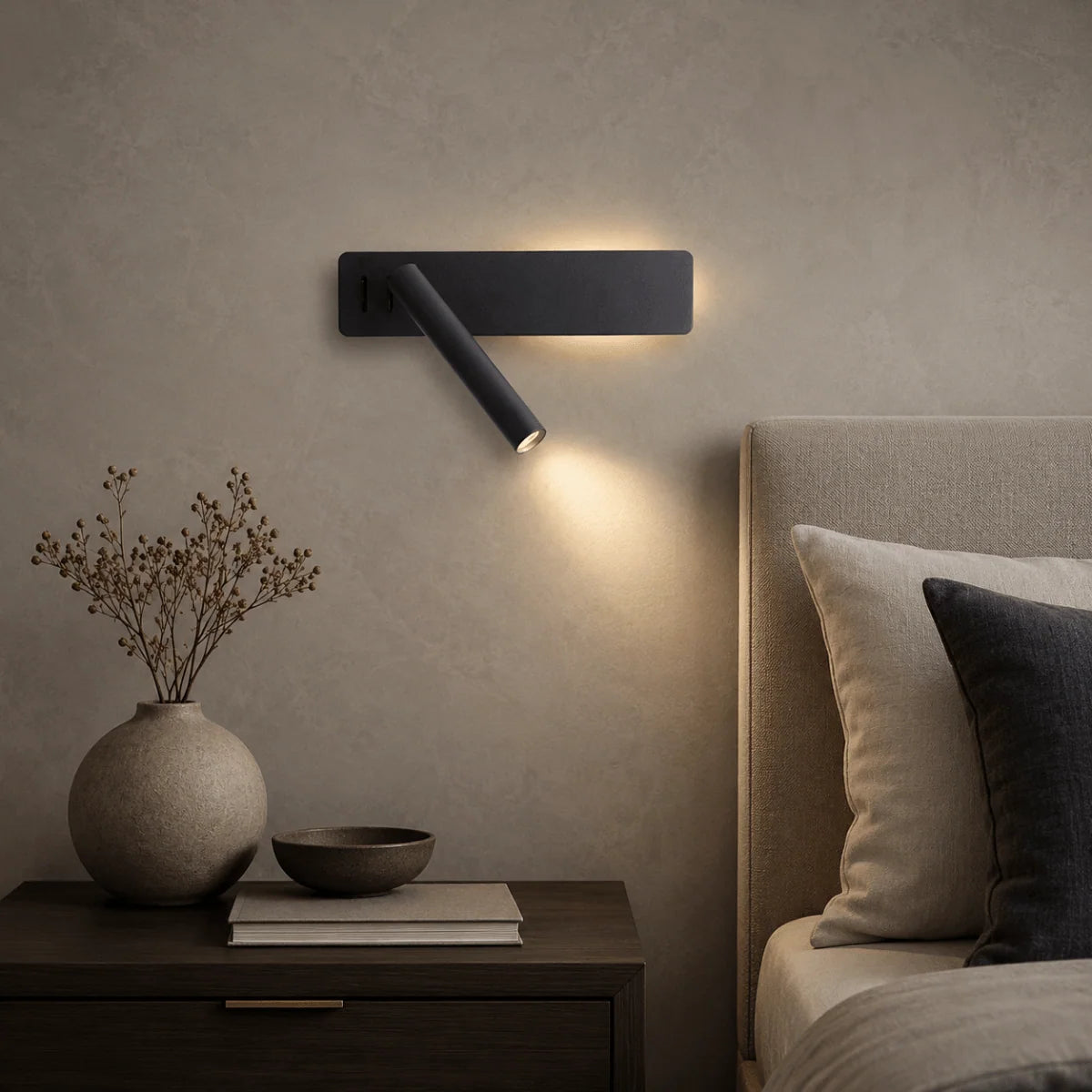 Wall Lamp 360° Rotatable Head Adjustable Brightness Warm & Cool LED Light