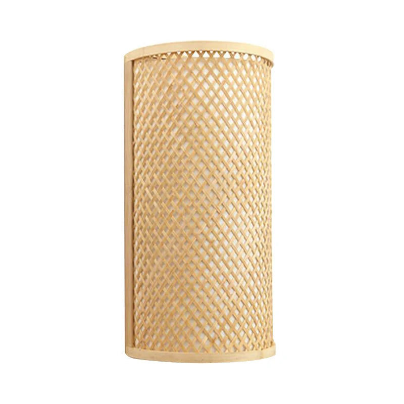 Wall Lamp Bamboo Frame & Rattan Shade Hardwired