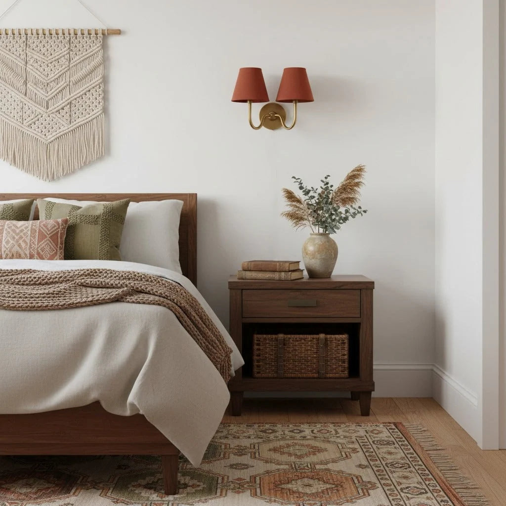 Wall Lamp Dimmable Fabric Shade Hardwired Indoor Fixture