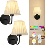 Wall Lamp Fabric Shade Diffused Light Set of 2