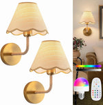 Wall Lamp Fabric Shade Diffused Light Set of 2