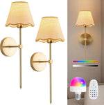 Wall Lamp Fabric Shade Diffused Light Set of 2