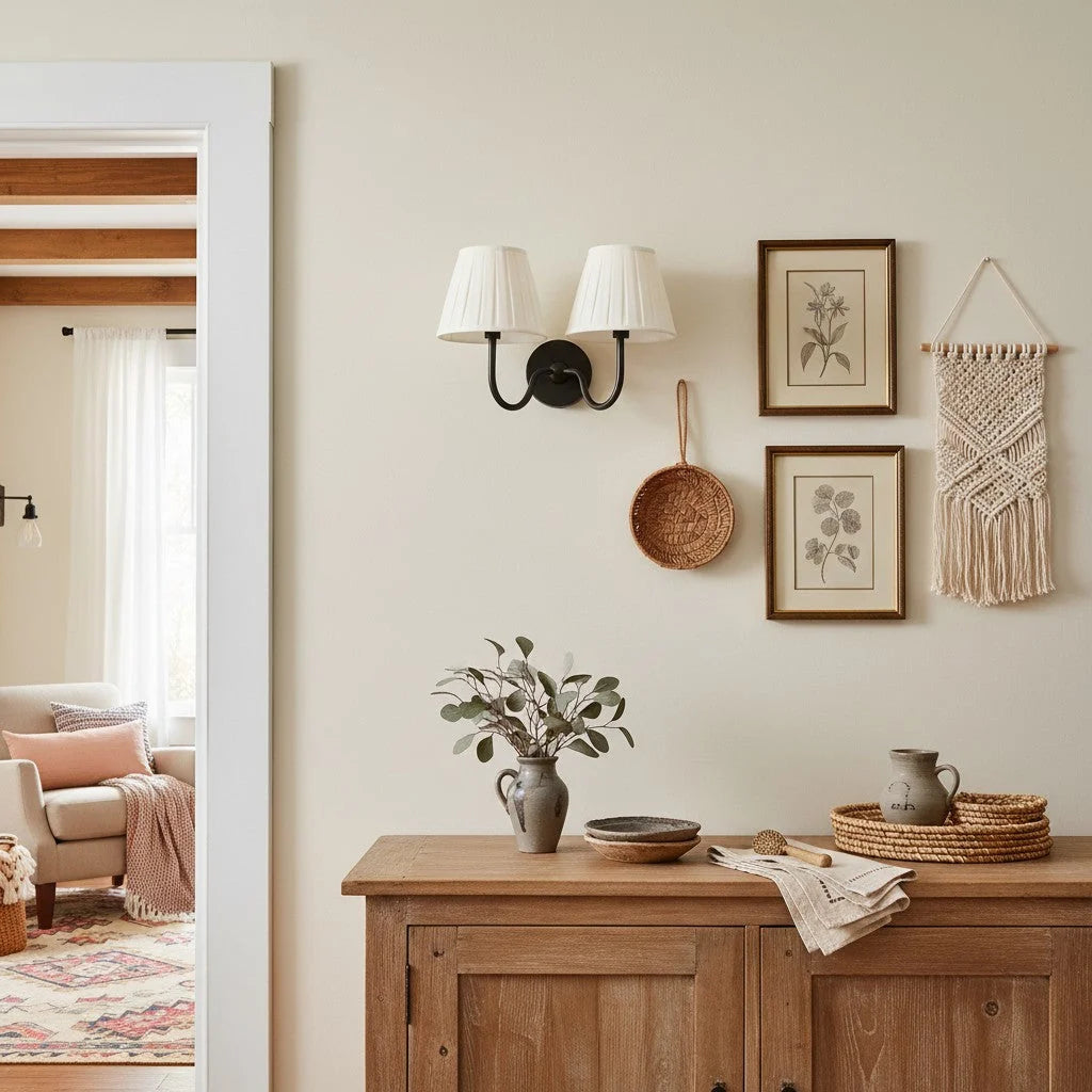 Wall Lamp Fabric Shade Dimmable Soft Diffused Light