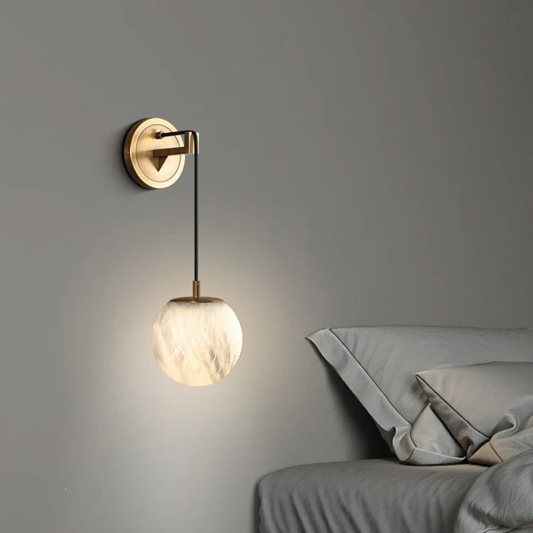 Wall Lamp Spherical Glass Shade Adjustable Height