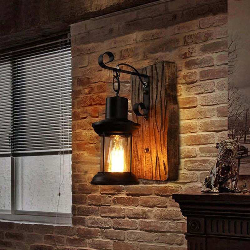 Wall Light Cast Iron & Glass E26/E27 Socket